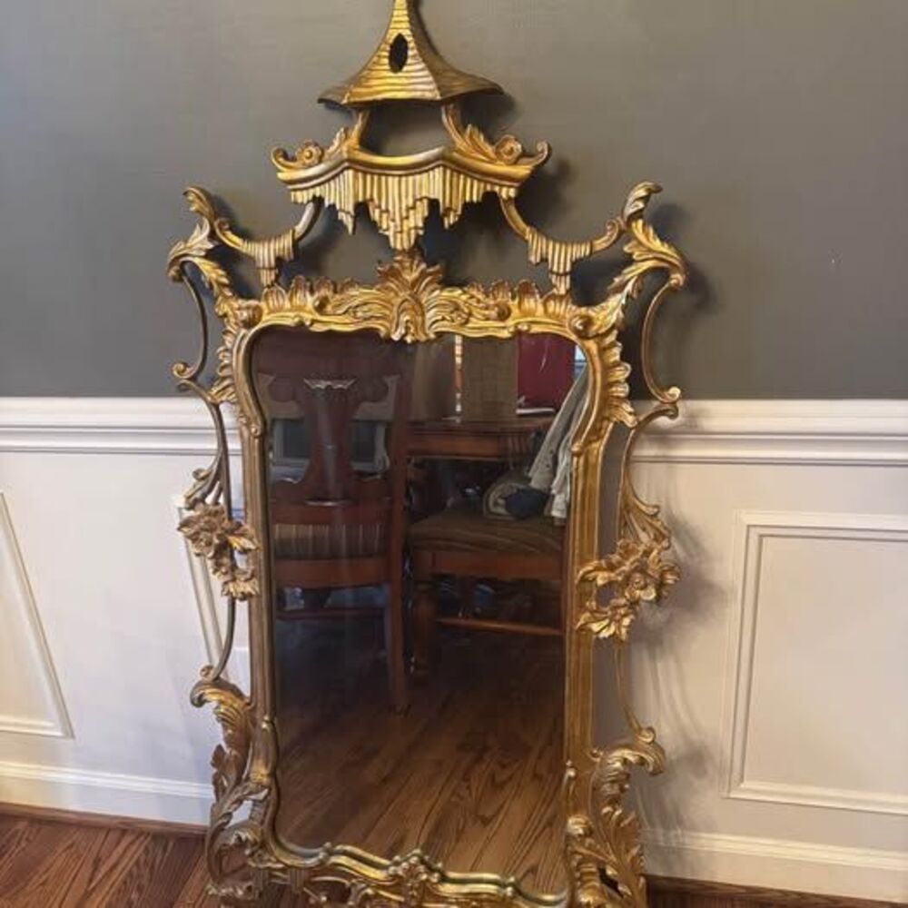 Chinese Chippendale Gold Mirror Made In Italy